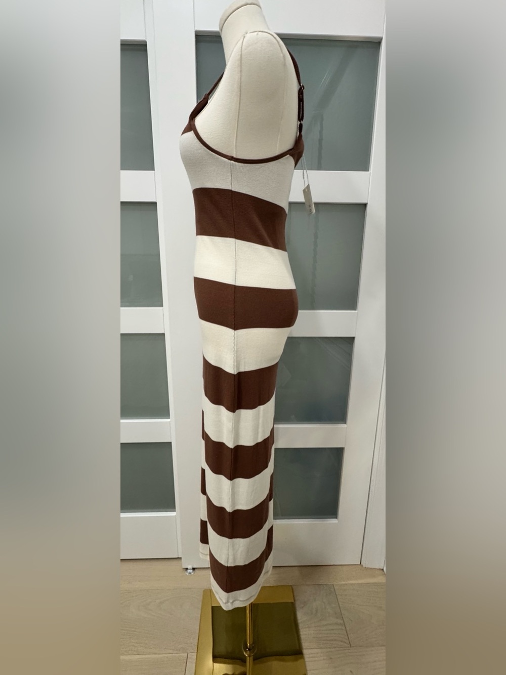 NWT🔖 Z Supply Hailey Midi Dress Brown Cream Stripe NWT XS $98 - Picture 10 of 11
